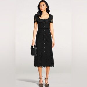 Self-Portrait Black Guipure Lace Midi Dress